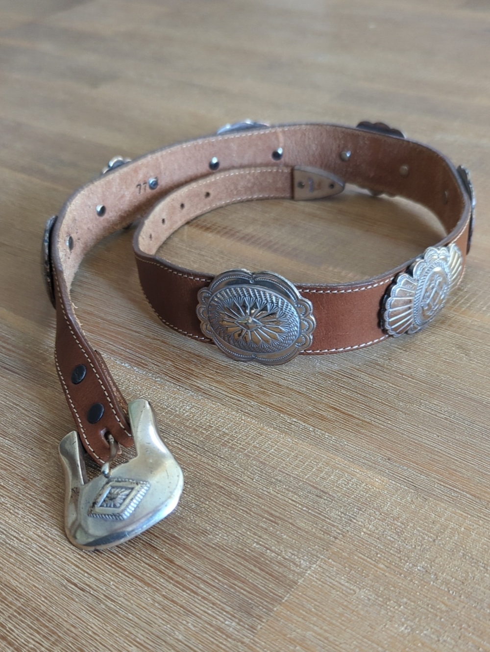Leather Concho Western Belt - Brown